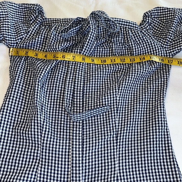 Pixie Market Gingham Check Women’s Off Shoulder Long Top Size Small - Picture 6 of 10